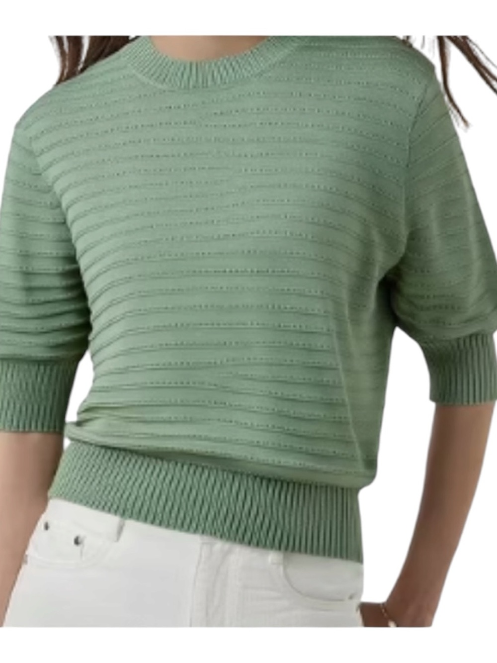 Frye Women’s Size XL Green Short-Sleeve Crewneck Knit Sweater